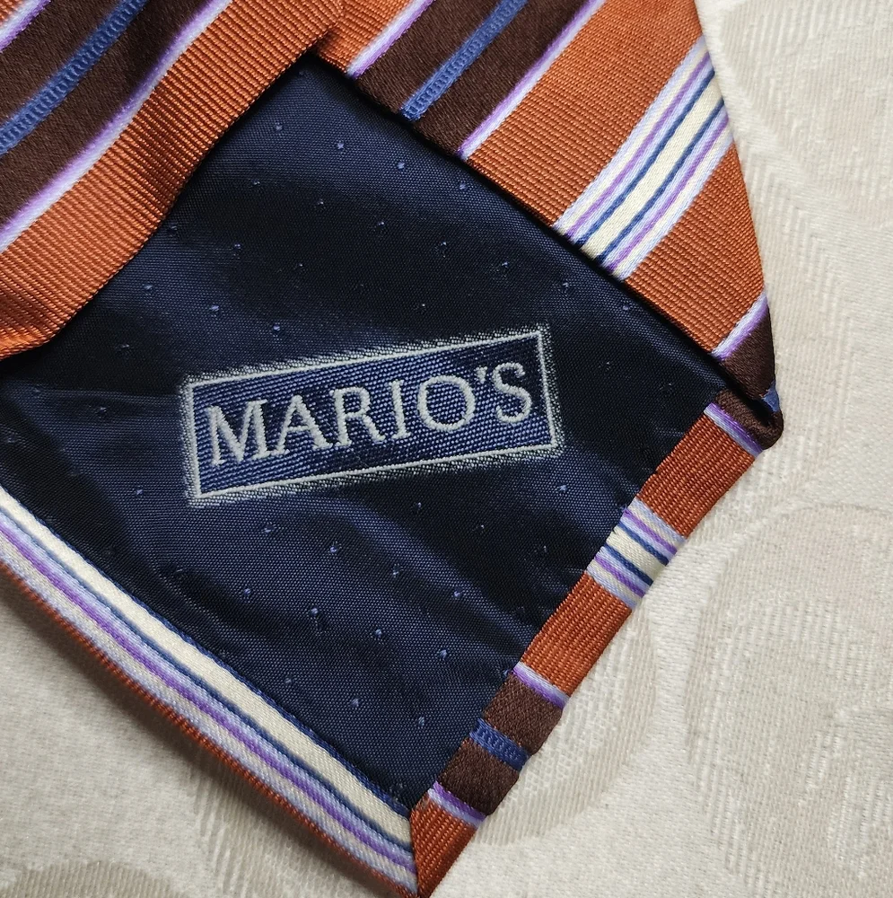 VINTAGE MASSIMO BIZZOCCHI SILK STRIPED TIE MADE IN ITALY ORANGE BLUE